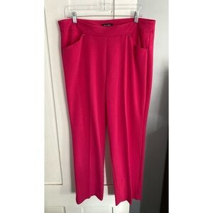 Roz & Ali Stretch Trouser Straight Leg Pleat Front Hot Pink